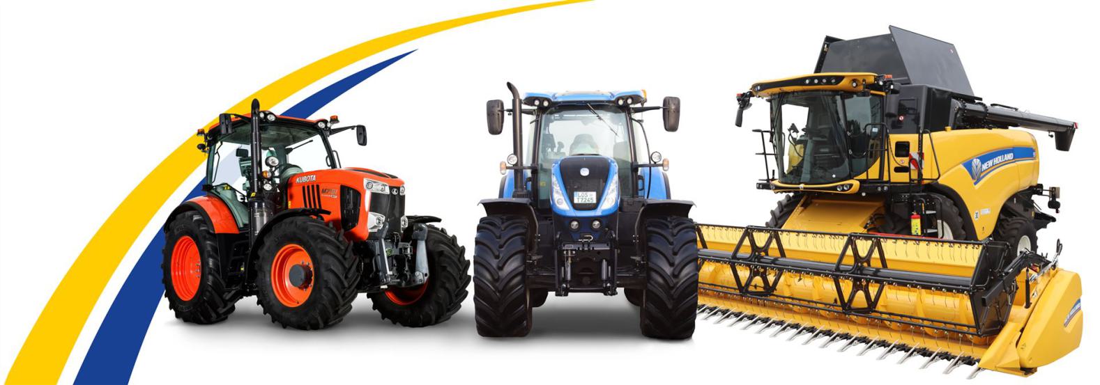 Headerbild zwei Traktoren und ein Mähdrescher